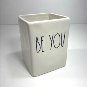 Rae Dunn BE YOU Ceramic Catch-all Holder Pens Pencils Makeup Brushes Utensils